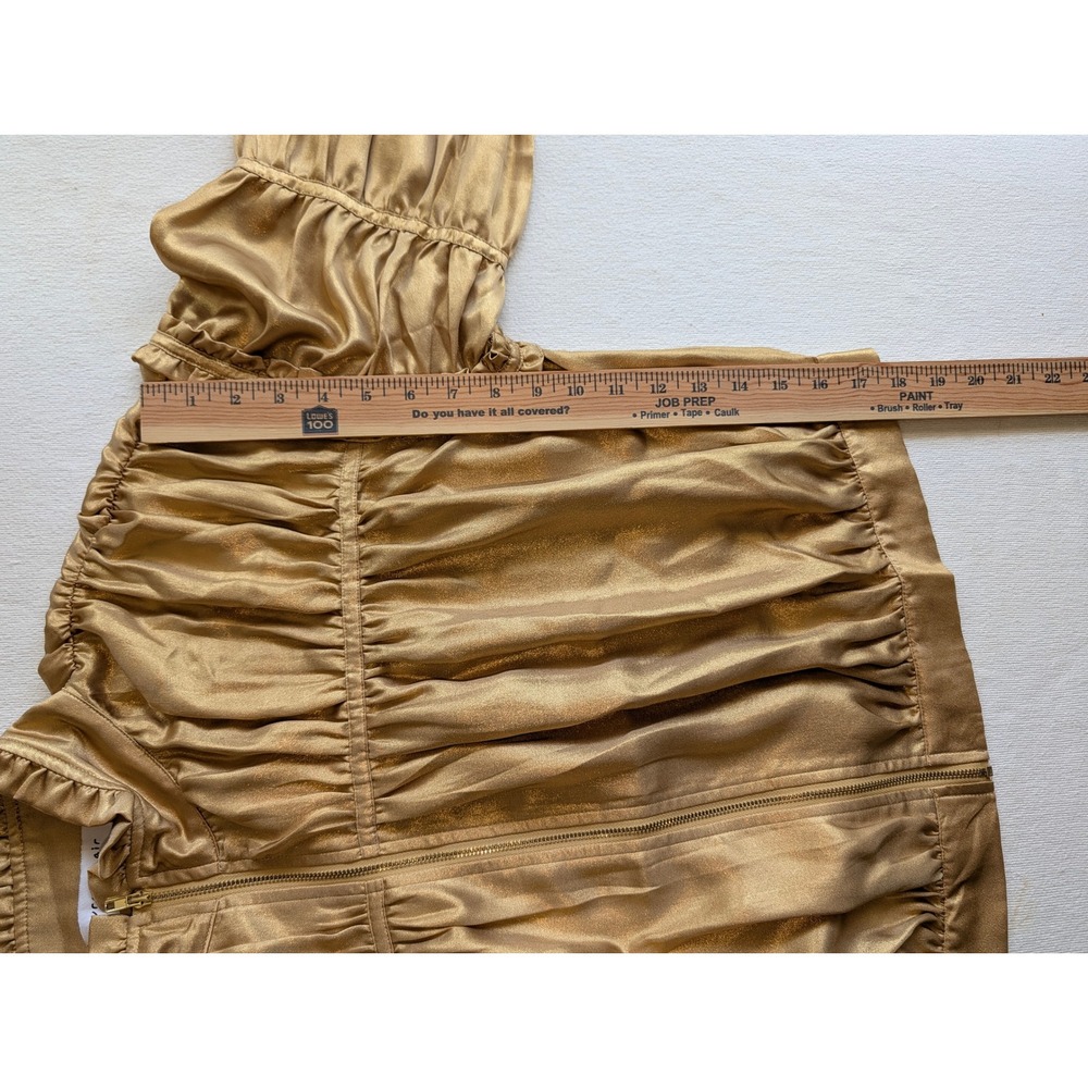Current Air Los Angeles Gold Metallic Ruffle Blouson Jacket XL Oversized - Picture 7 of 10